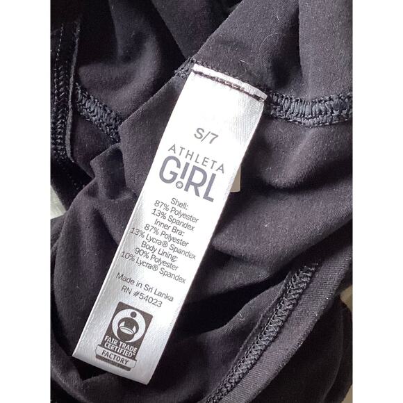 Athleta Girl Tennis Running Athletic Bra Tank Shirt Sports Black Size Small/7 - Picture 6 of 7